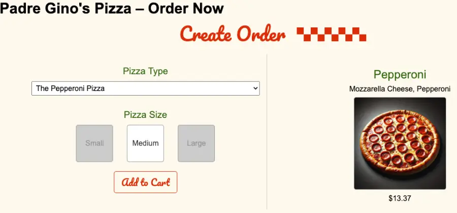 Order Page Layout